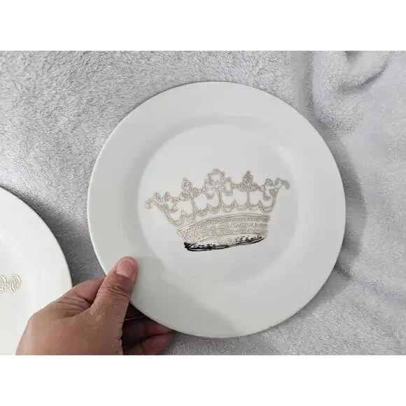(Set of 3) Rosanna Kings Different Crown Dessert Plates Round Porcelain White 8" - Picture 7 of 12